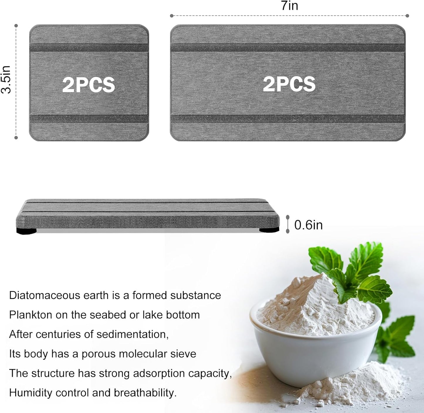 Skiennix Stone Drying Trays - Water Absorbing Diatomaceous Earth Set | 4PCS for Bathroom & Kitchen