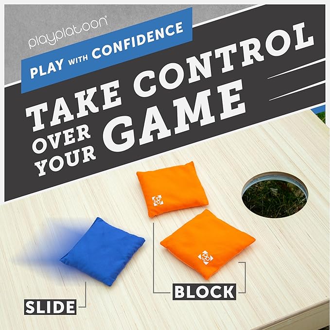 Professional Cornhole Bags - Set of 8 Regulation All Weather Double Sided - Sticky Side/Slick Side Bean Bags for Pro Corn Hole Game