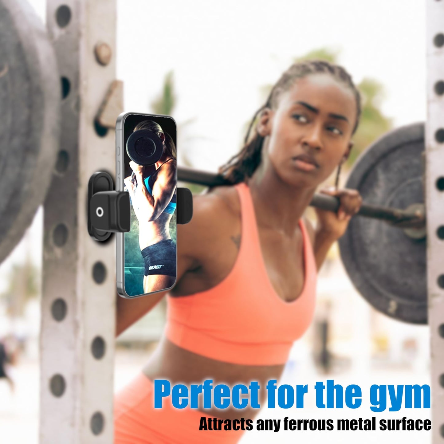 Magnetic Phone Holder for Gym Golf Cart Powerful Magnetic Base Works on Any Metal Surface Ideal for Workout Recording 360° Rotatable Gym Magnet Phone Mount Cradles Compatible with 4-7" Phones