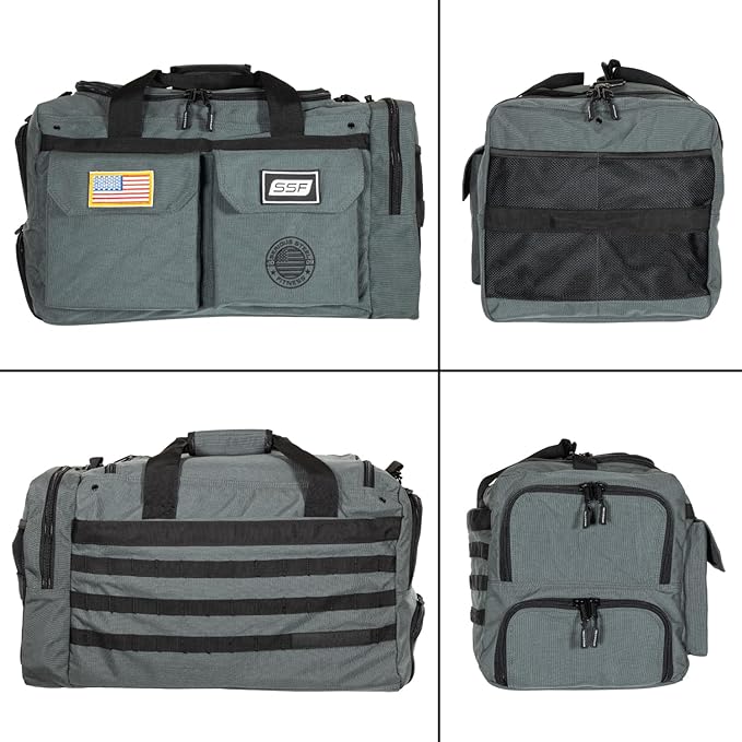 Serious Steel Fitness Gym Bag, 1000D Nylon Duffel Bag, Heavy Duty (Grey - Big Bud 2.0)