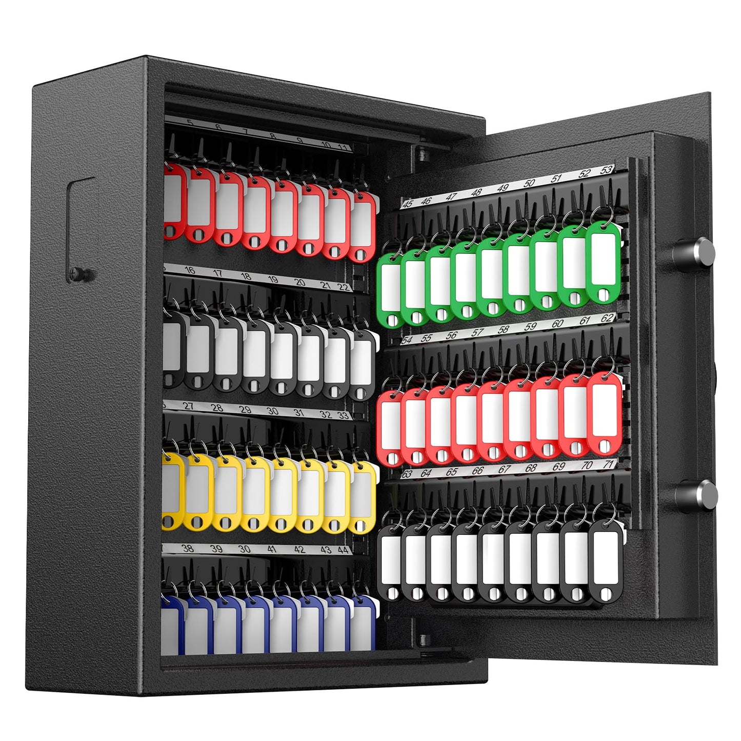 Uniclife 71 Position Key Box, Wall Mount Key Lock Box with Code and Key Lock, Fingerprint Key Cabinet with Anti-Theft Key Drop Slot & Keypad, Keys Safe for Office Hotel & Company