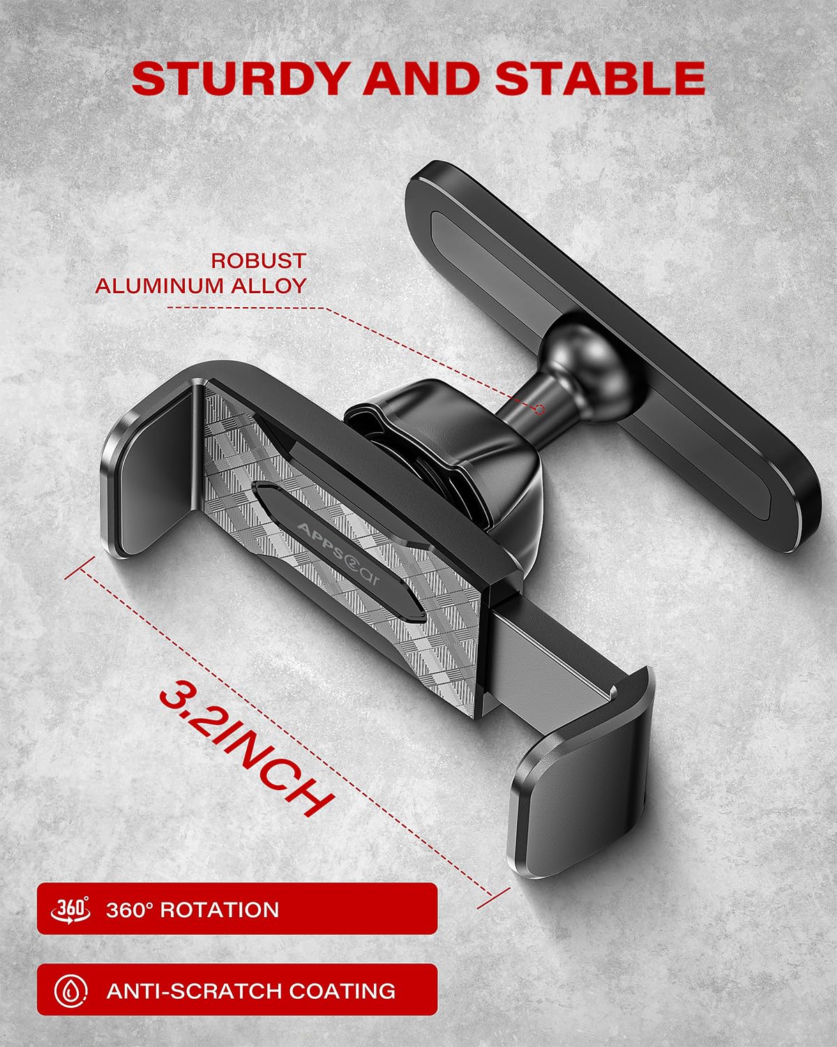 APPS2Car Magnetic Phone Holder for Gym, Alloy Base and Joint for Strong Hold, 360° Adjustable, Compatible with 4.7-6.5 Inch iPhone & Android Phones, Gym Accessories Gift for Men Women