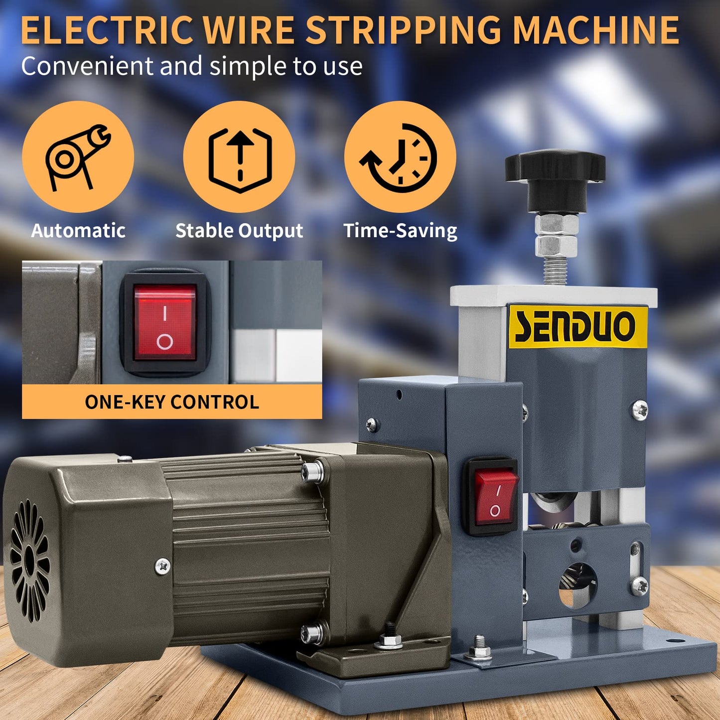 SENDUO Automatic Wire Stripper Machine,25W 0.04" - 0.79" Electric Wire Stripping Machine,with Free Replacement Blades,Portable cable stripper for Scrap Copper Wire Cable Recycling