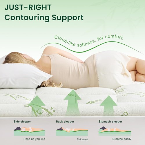 Love's Cabin King Mattress Topper - Breathable Bamboo Viscose Pillow Top for 8"-20" Mattresses | Green
