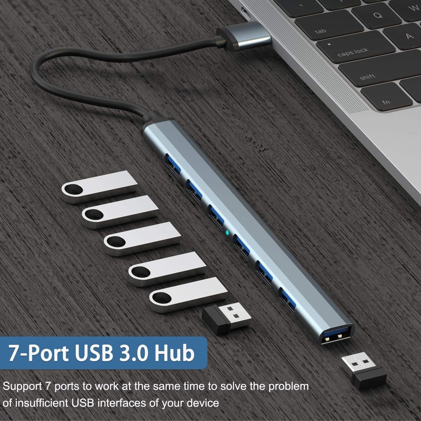 vienon 3.0 7 3.0 USB Hub with Ports, Aluminium USB Hub USB Splitter Extender for for Laptop, PC, MacBook, Mac Pro, Mac