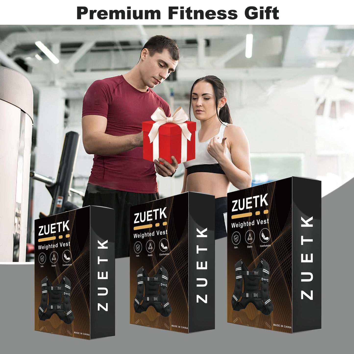 ZUETK Weighted Vest, 5lb/6lb/8lb/10lb/12lb/16lb/20lb/25lb/30lb Weight Vest with Reflective Stripe, Weighted Vest for Men Women Workout Equipment for Strength Training, Running, Jogging, Weight Loss