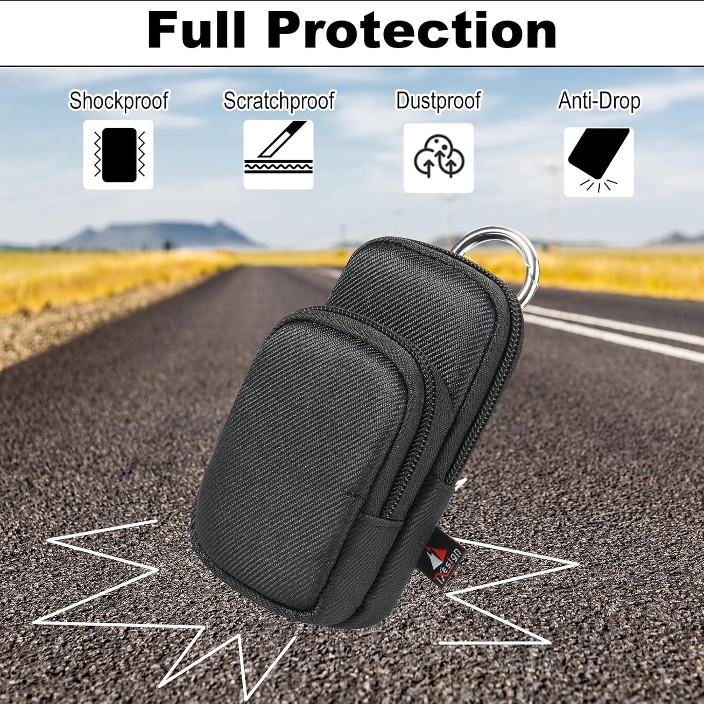TXEsign MP3 MP3 Player Case for AiMoonsa Player with Accessory Pocket, Travel Carrying Case Dual Zipper Belt Storage