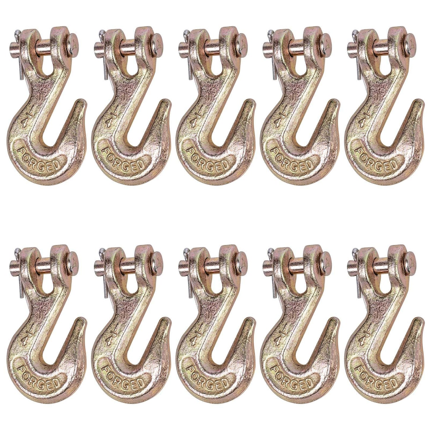 Lechansen 1/4" G80 Grab Hook, 10 Pack 1/4" Grade 80 Clevis Grab Hook Heavy Duty, G80 Tow Hook 1/4inch Chain Hook for Transport Chain, Trailer Safety Chain, Load Binder, 3,300 Lbs Working Load Limit