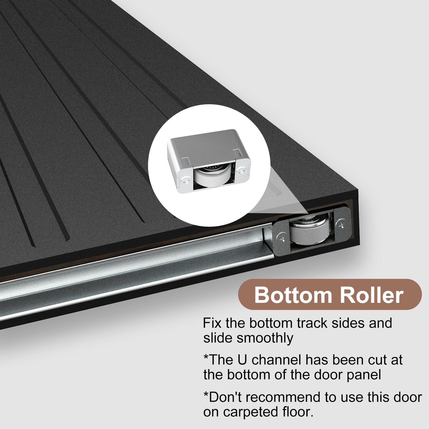 JUBEST 32"x86" Concealed Sliding Barn Door with Soft Close Hardware Kit, Black Hidden Door for Opening 24"-28"x84", Waterproof and Modern, Smooth Sliding, for Interior Using, Widely Used