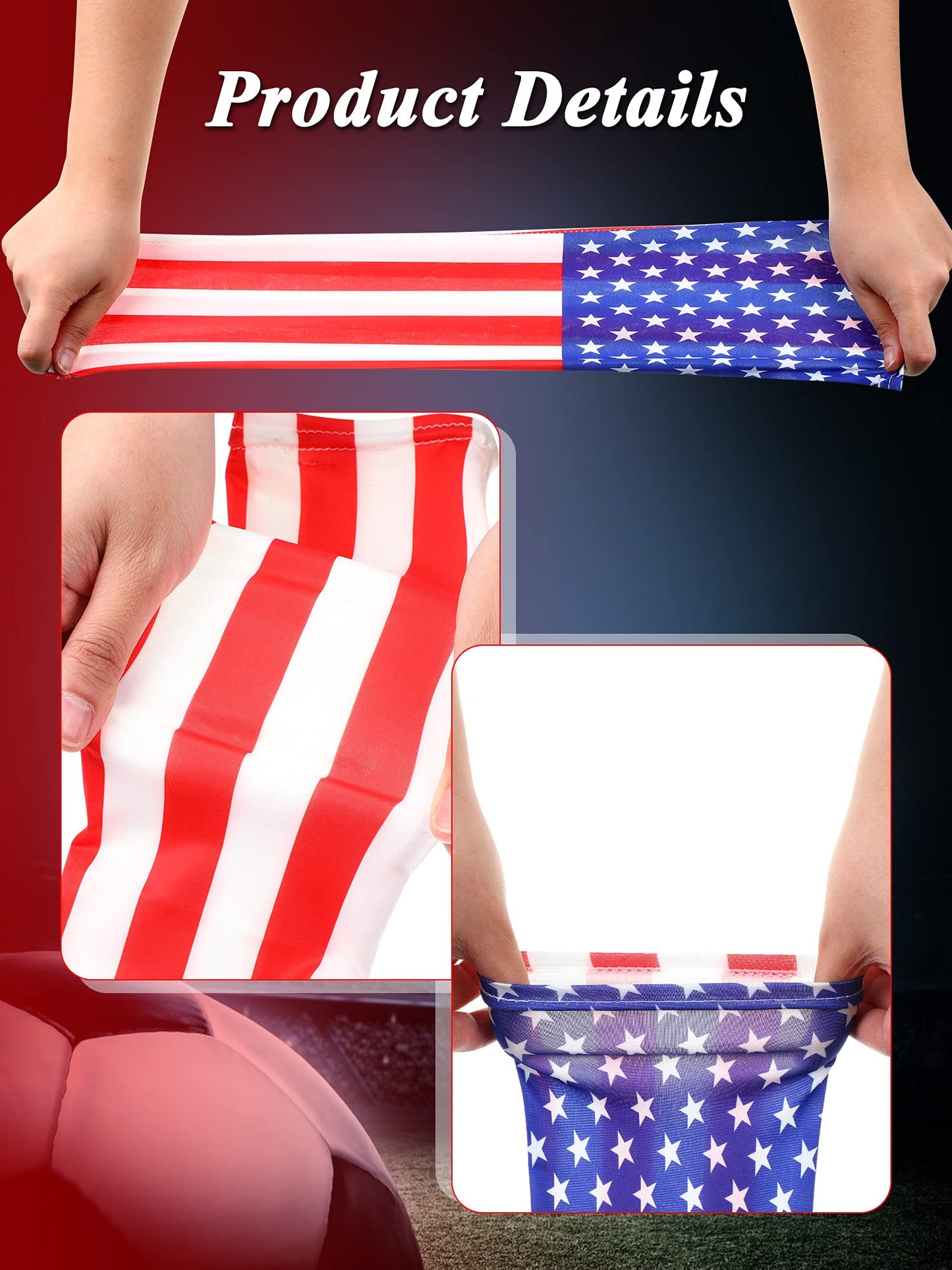 SATINIOR 8 Pairs Arm Sleeves for Men Women Compression UV Sun Protection Arm Sleeves USA Flag 250th Anniversary for Men(M)