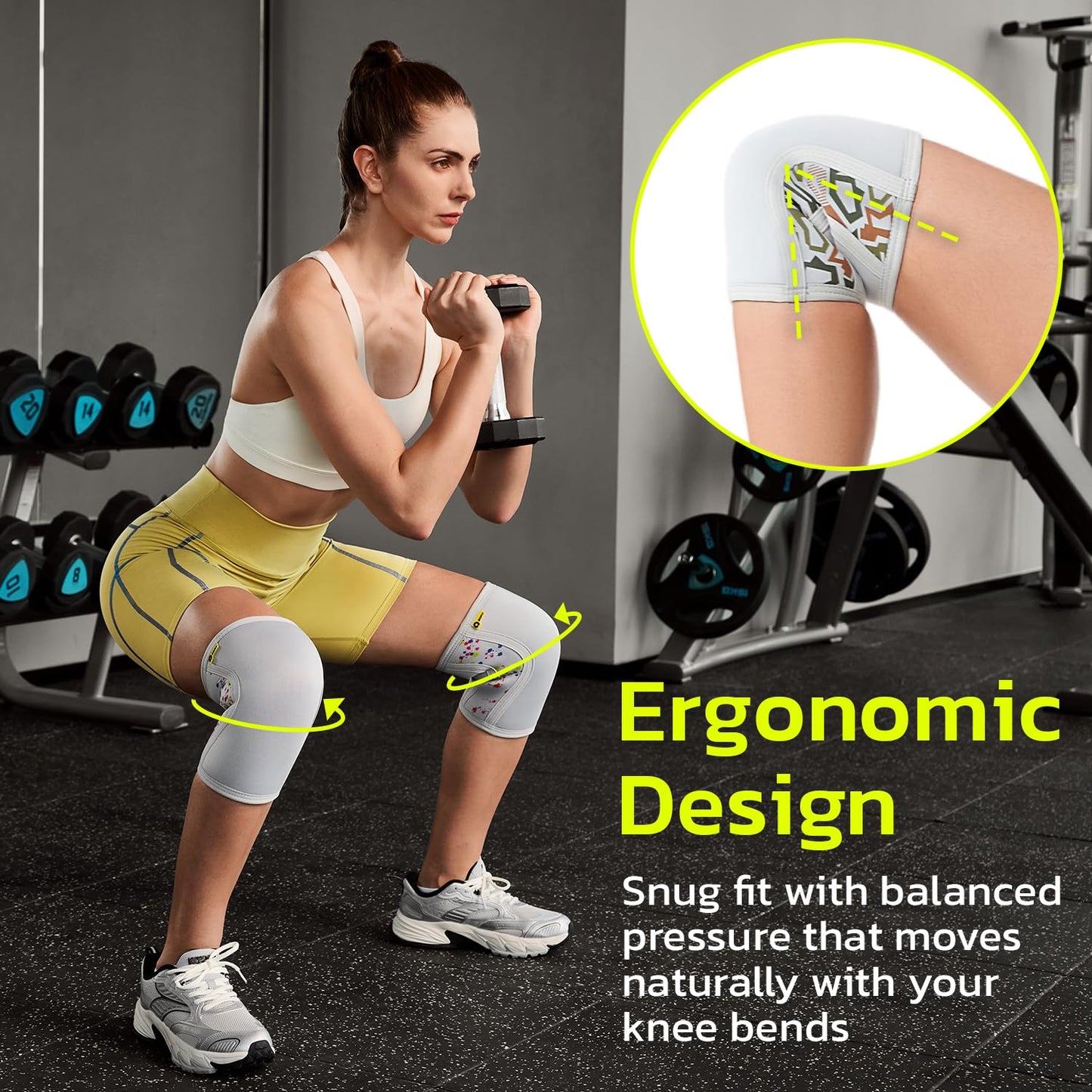 aoFIT Knee Brace for Women Men (1 Pair) 5mm Neoprene Knee Compression Sleeve Knee Support, Non-Slip Braces for Training & Fitness, Weightlifting, Marble Bloom S