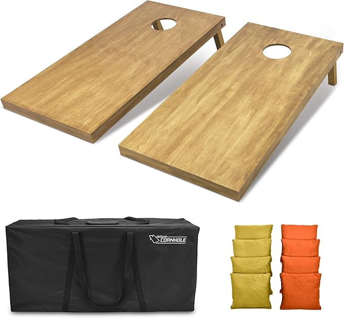 GoSports 4 ft x 2 ft Regulation Size Wooden Cornhole Boards Set - Includes Carrying Case - Full Regulation Size Bean Bag Toss Boards