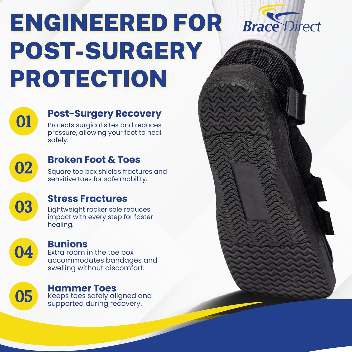 Brace Direct Post Op Shoe & Medical Foot Brace – Stress Fracture, Broken Toe & Bunion Support L3260 – Orthopedic Walking Immobilizer for Left or Right Foot (LG - WOMENS US SHOE: 8.5-10.5)