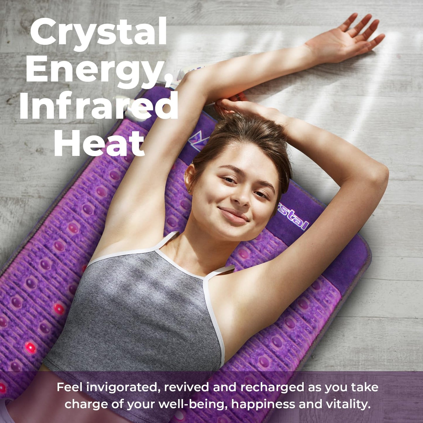 MediCrystal Far Infrared Amethyst Mat - Natural Agates + Photon Red Lights - FDA Registered - Negative Ion - Heating Pad (Mini 32" L x 20”W)