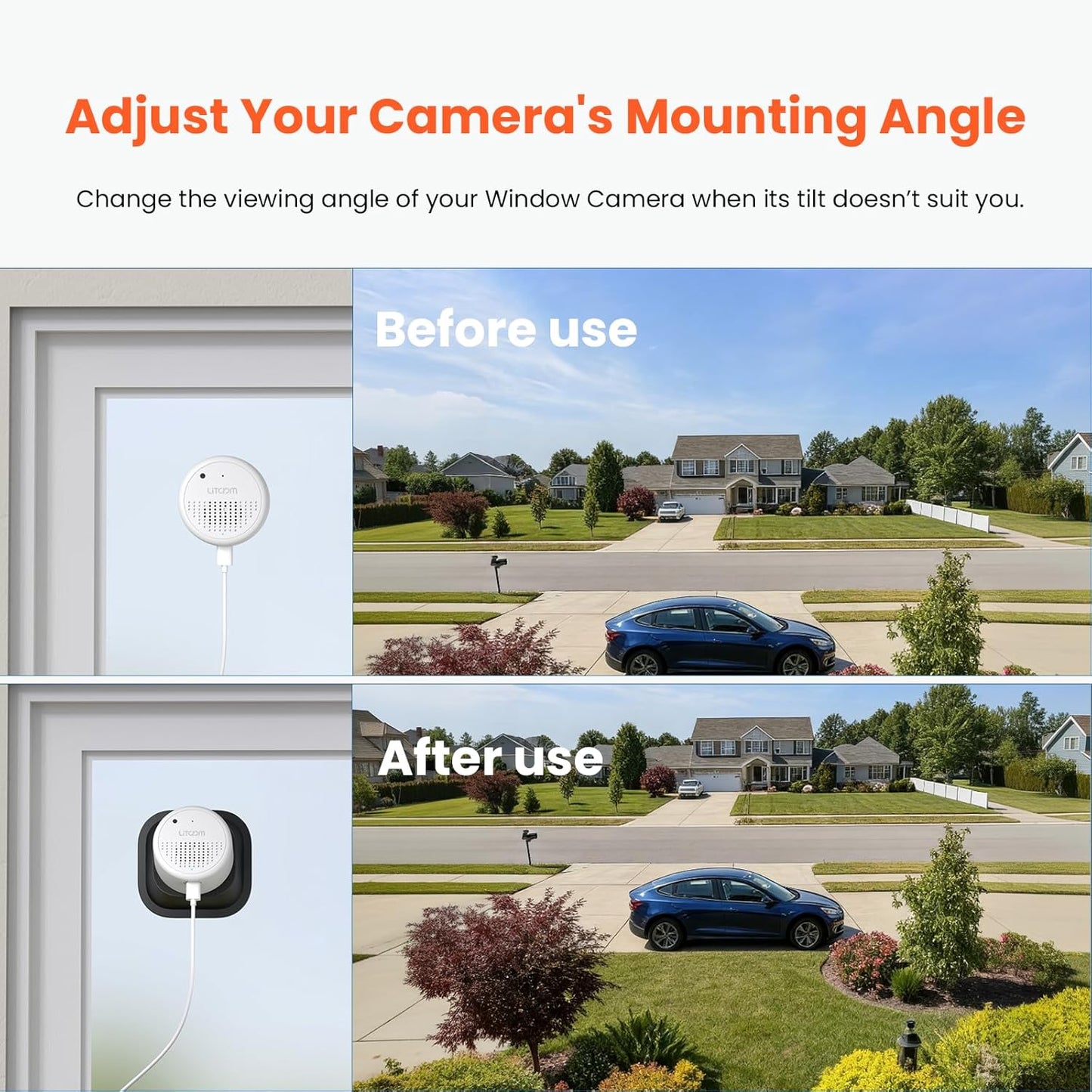 Window Mount for Litokam Window Camera Only, Adjustable Angle Tilt(Up/Down/Left/Right), No Screws, No Reflections
