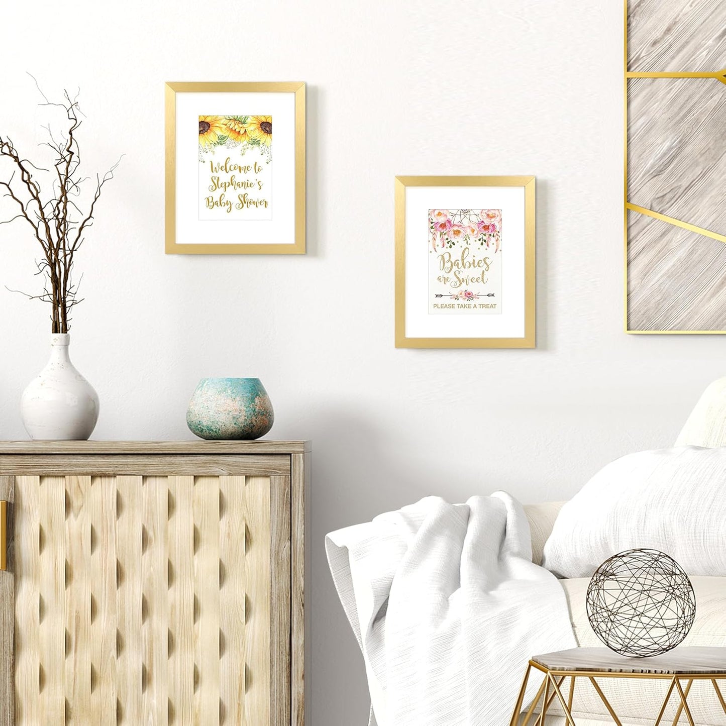 Upsimples 8x10 Picture Frame Set of 5 - Elegant Gold Frames for 5x7 or 8x10 Photos | Perfect Wall Gallery Display