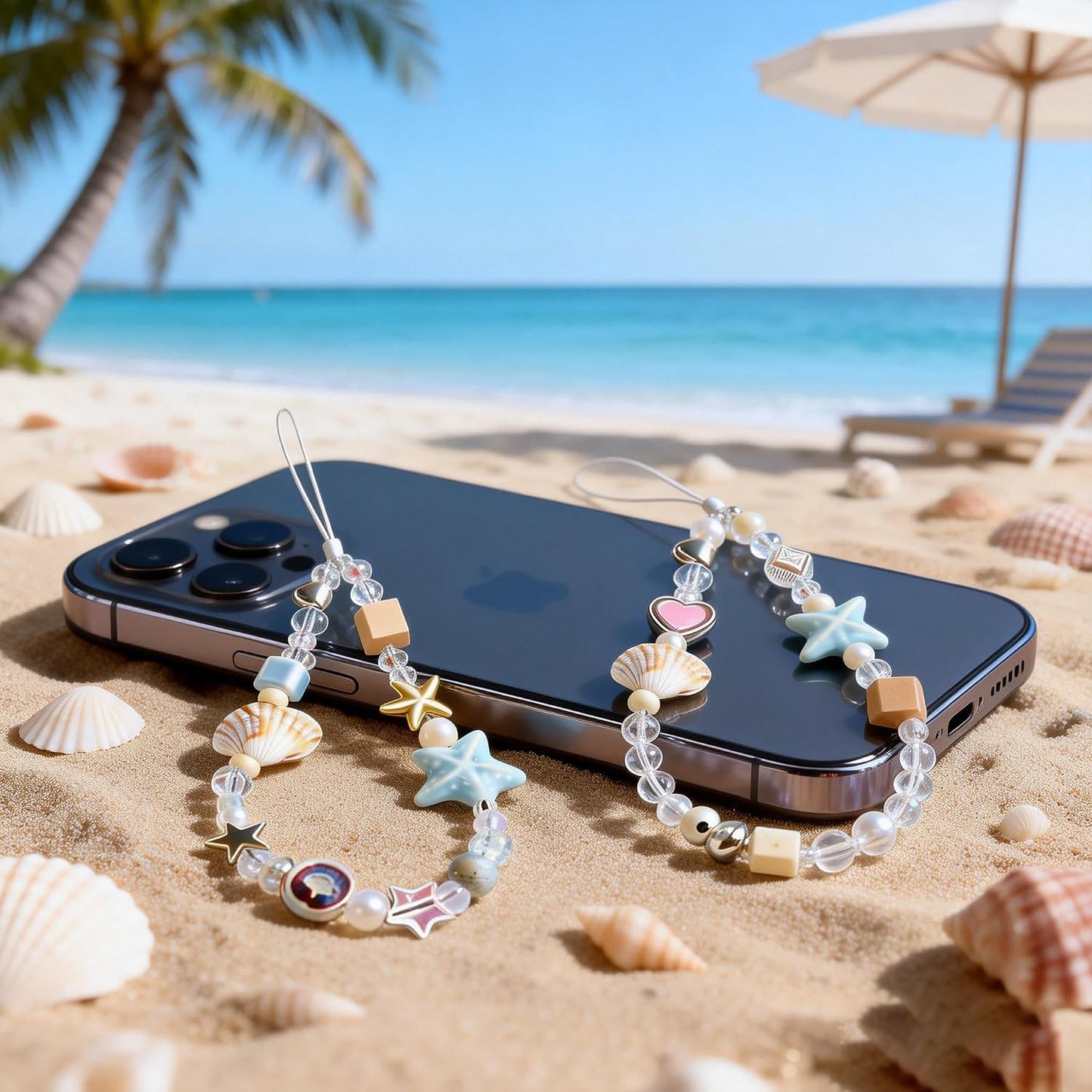 2 16 Pcs Phone Charm Strap Universal Hand Phone Wrist Strap Camera Lanyard Pearl Beaded Cute Chain String Accessories