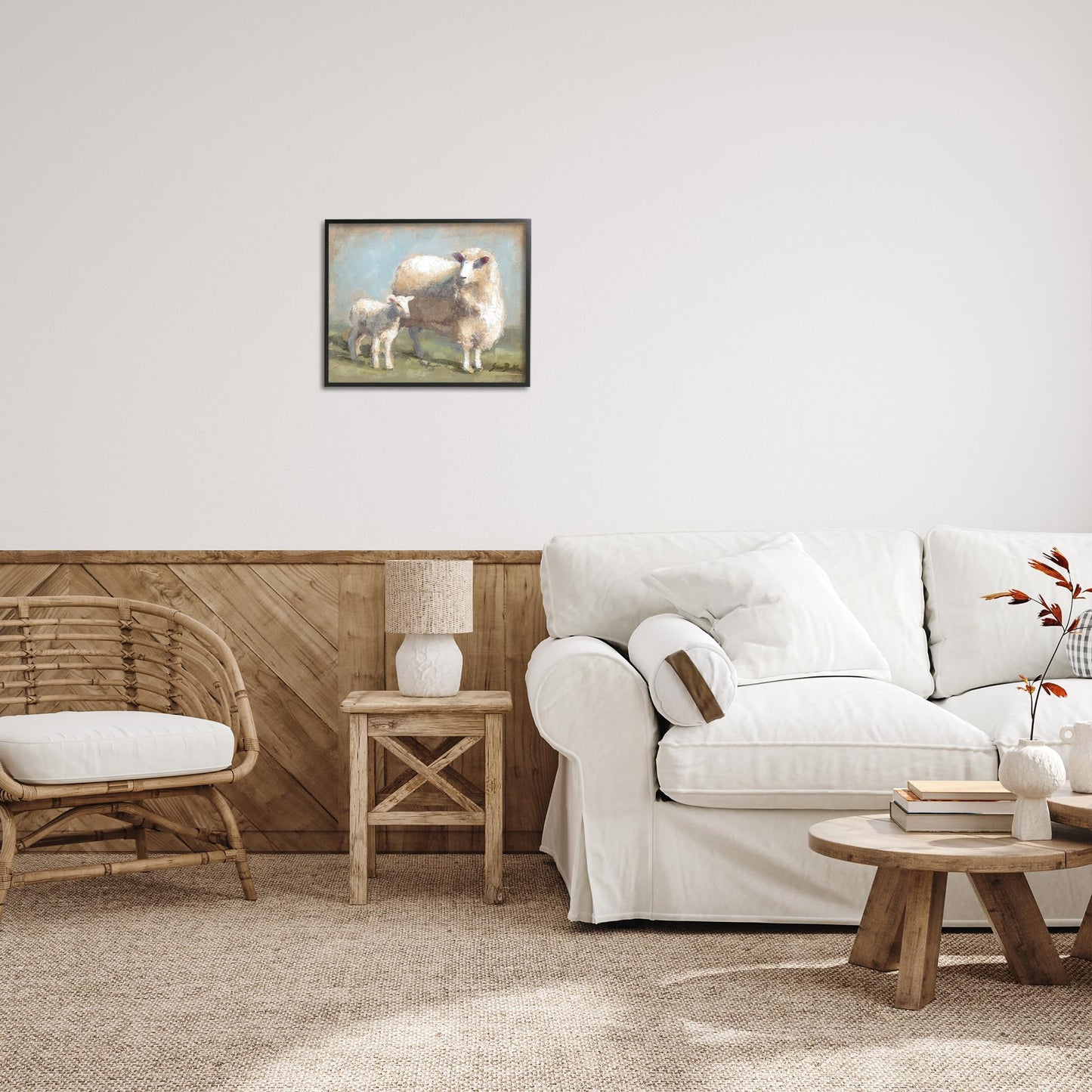 Stupell Industries 'Sheep & Lamb Family Farm', Framed Giclee Art, Black, 20 x 16 Inches, Easy to Hang and Sturdy, Made in USA, by Sara Baker