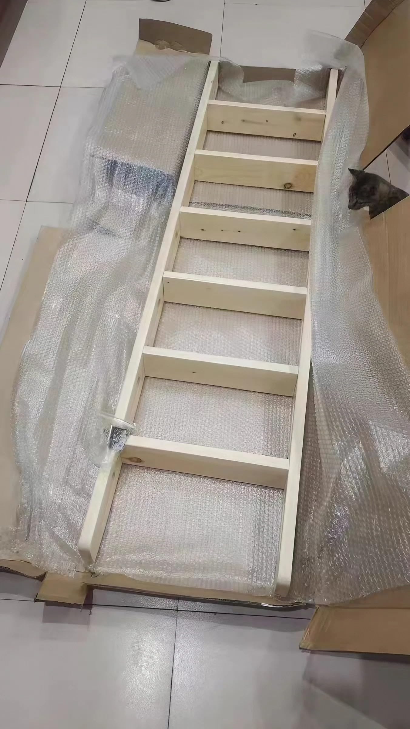 NDDKSII Bunk Bed Ladder - Eco-Friendly Solid Wood, Durable 1.18" Thick, 300KG Capacity, Safety Hollow-Out Side Rails, Includes Mounting Accessories, Perfect for Dorms, Bedrooms, Apartments