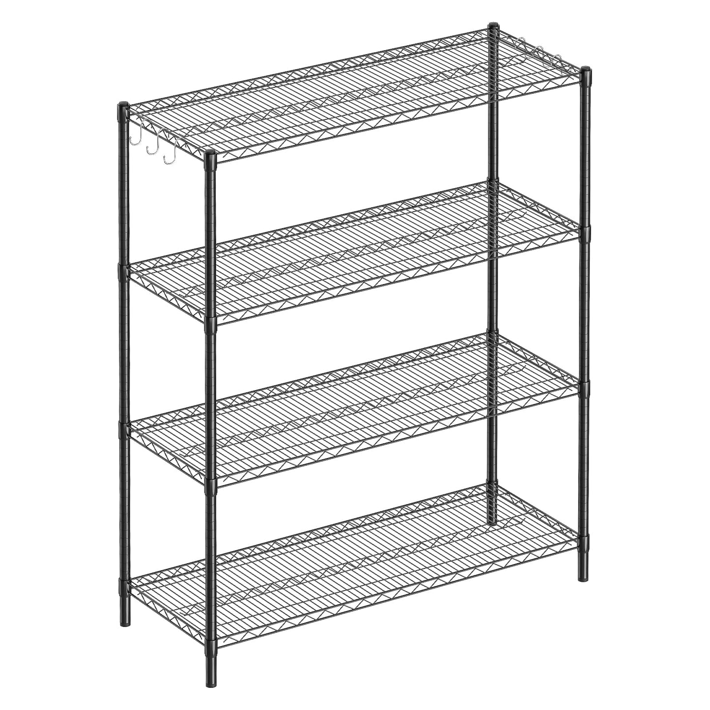 Guan River 4-Shelf Adjustable Metal Shelf Wire Shelving Unit Heavy Duty Storage Rack Display Shelf for Office,Kitchen,Bedroom,Bathroom,Laundry,Pantry Basement,Garage(Black,48" L x 18" W x 62" H)
