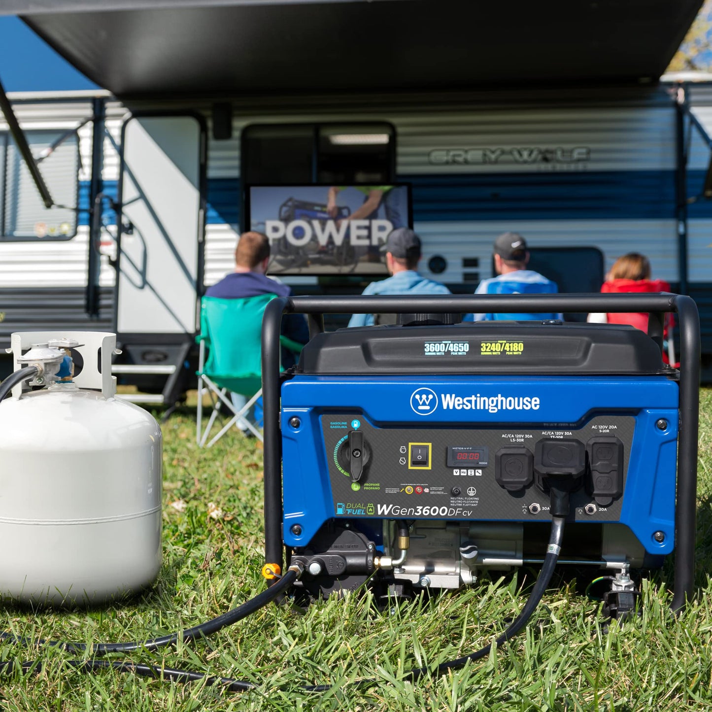 Westinghouse 4650 Peak Watt Dual Fuel Portable Generator, RV Ready 30A Outlet, Gas & Propane Powered, CO Sensor
