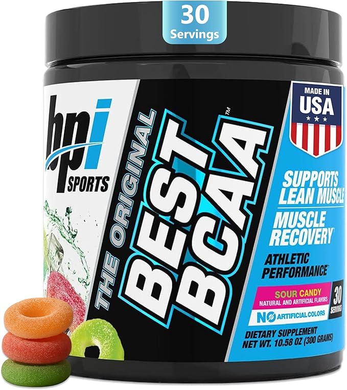 BPI Sports Best BCAA - BCAA Powder - Branched Chain Amino Acids - Muscle Recovery - Muscle Protein Synthesis - Lean Muscle - Improved Performance ??Hydration ??Sour Candy - 35 Servings - 12.34 oz.