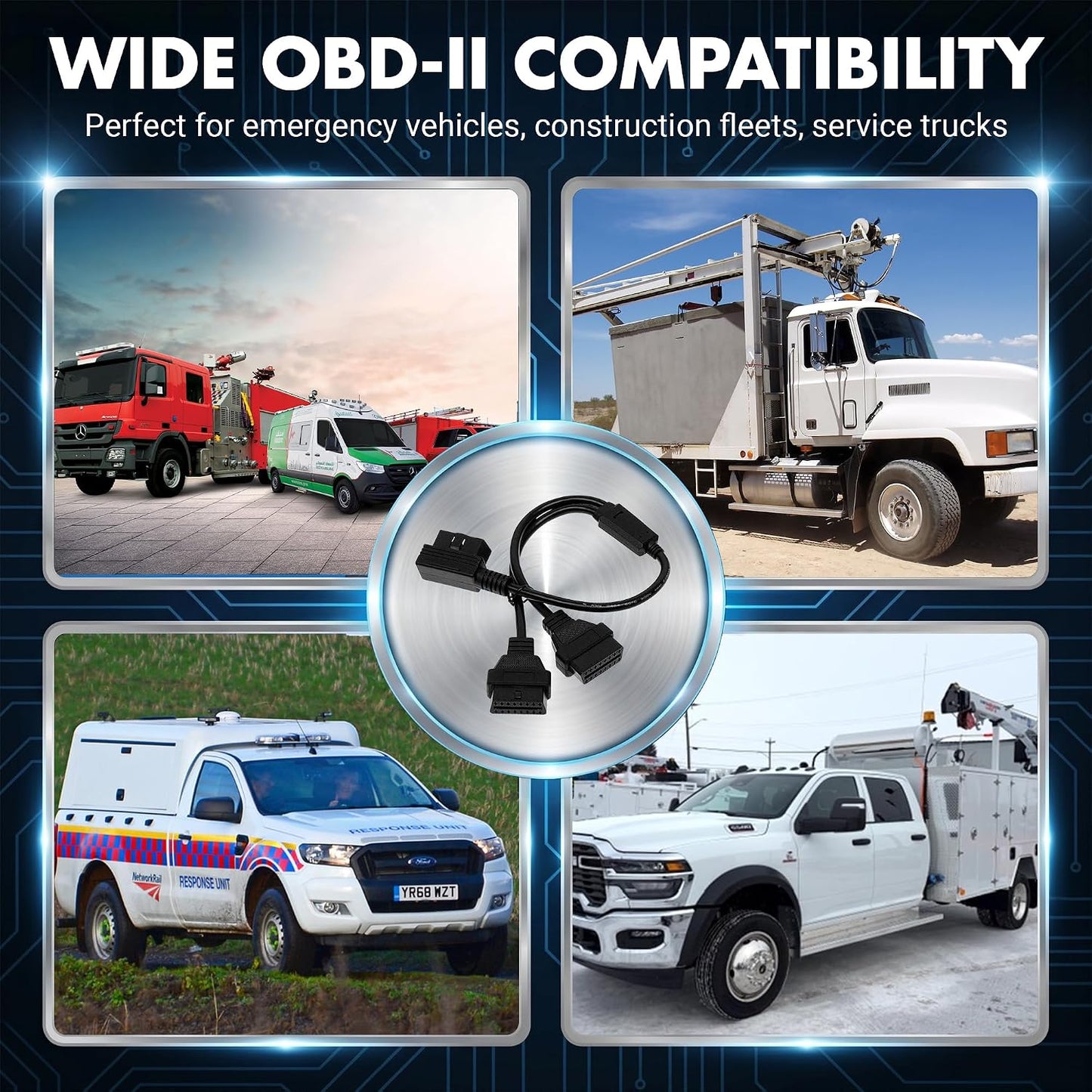 2 OBD2 OBD-II Splitter Cable for Speed Turtle & Z-Flash Modules - Port Adapter Extension Cable - Plug & Play Diagnostic
