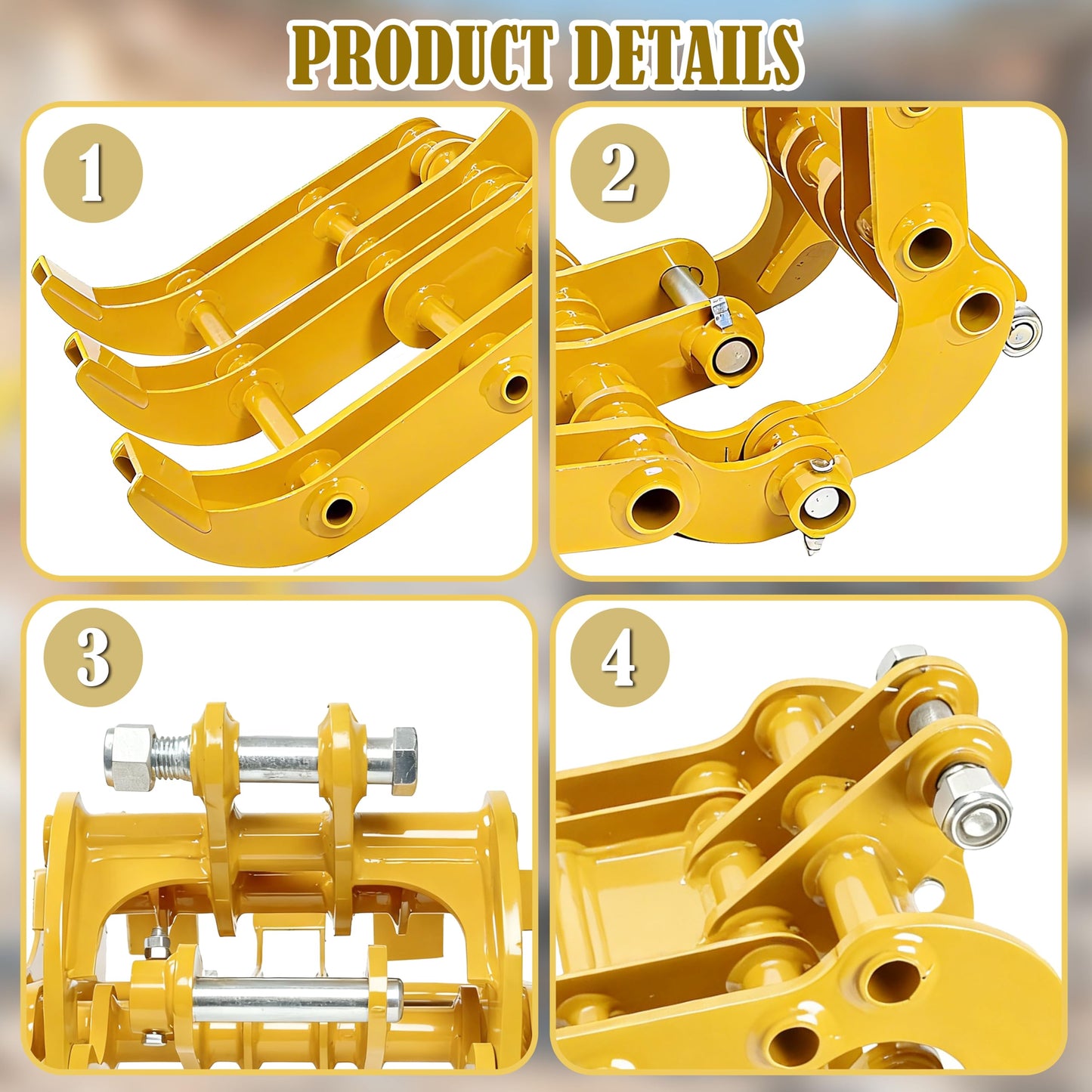 Upgrade Excavator Grapple Attachment for 0.8-1.8 Ton Mini Excavators, Wood Log Grapple with 2 Pins, 3.54in Span & 0.98in Hole, Excavator Grabber for Land Clearing, Logs, Rock, Scrap Handling