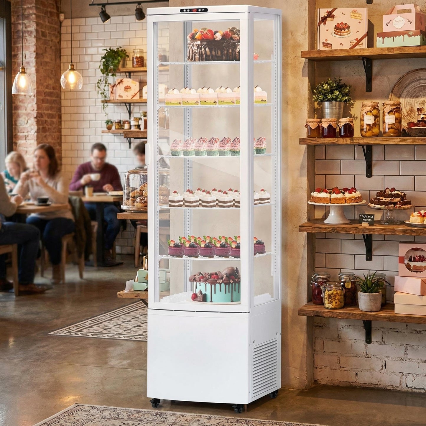 SierraSquad 10.9 Cu.ft Commercial Display Refrigerator Case, Refrigerator Pastry Display Case with Adjustable Shelves, LED Lighting & Auto Defrost, Double-Layered Glass, for Bakery, Cafe, Restaurant