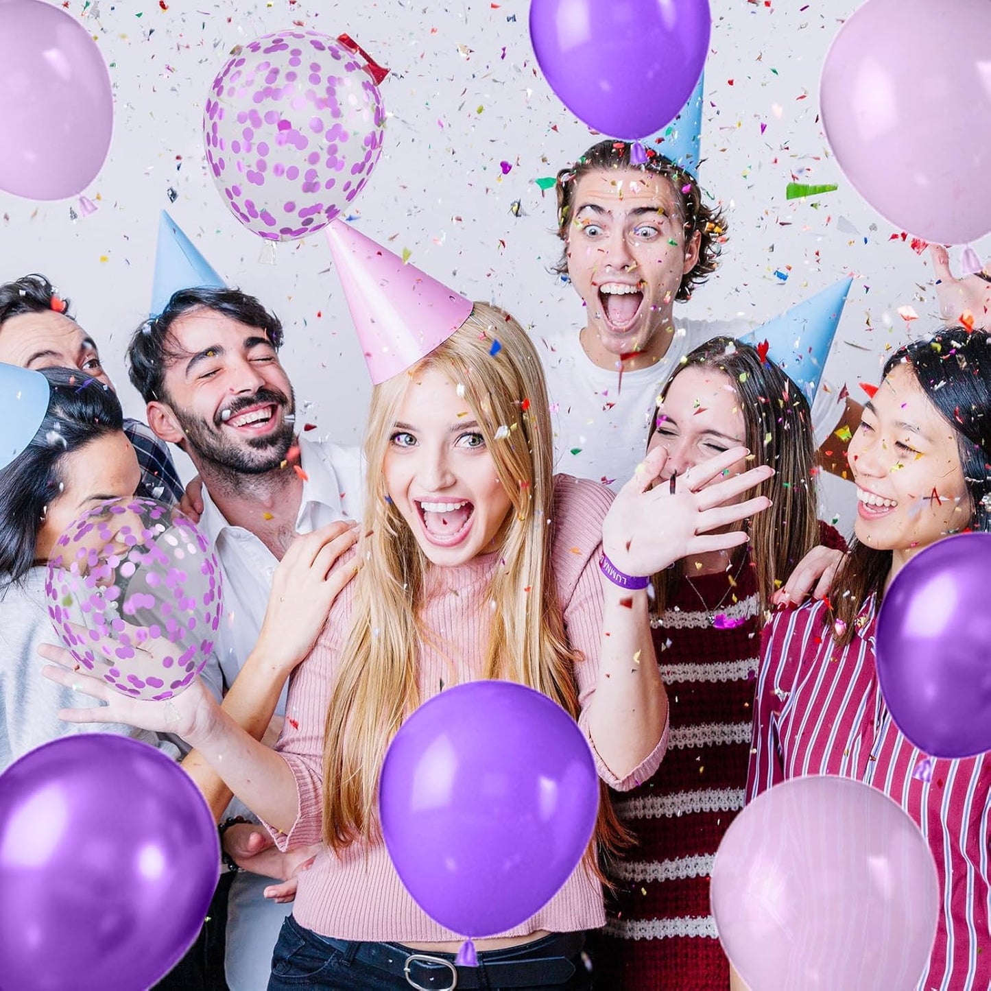 Skiennix 12-Inch Pearl Metallic Purple Balloons - 50PCS Macaron Light Purple Confetti for Parties & Celebrations