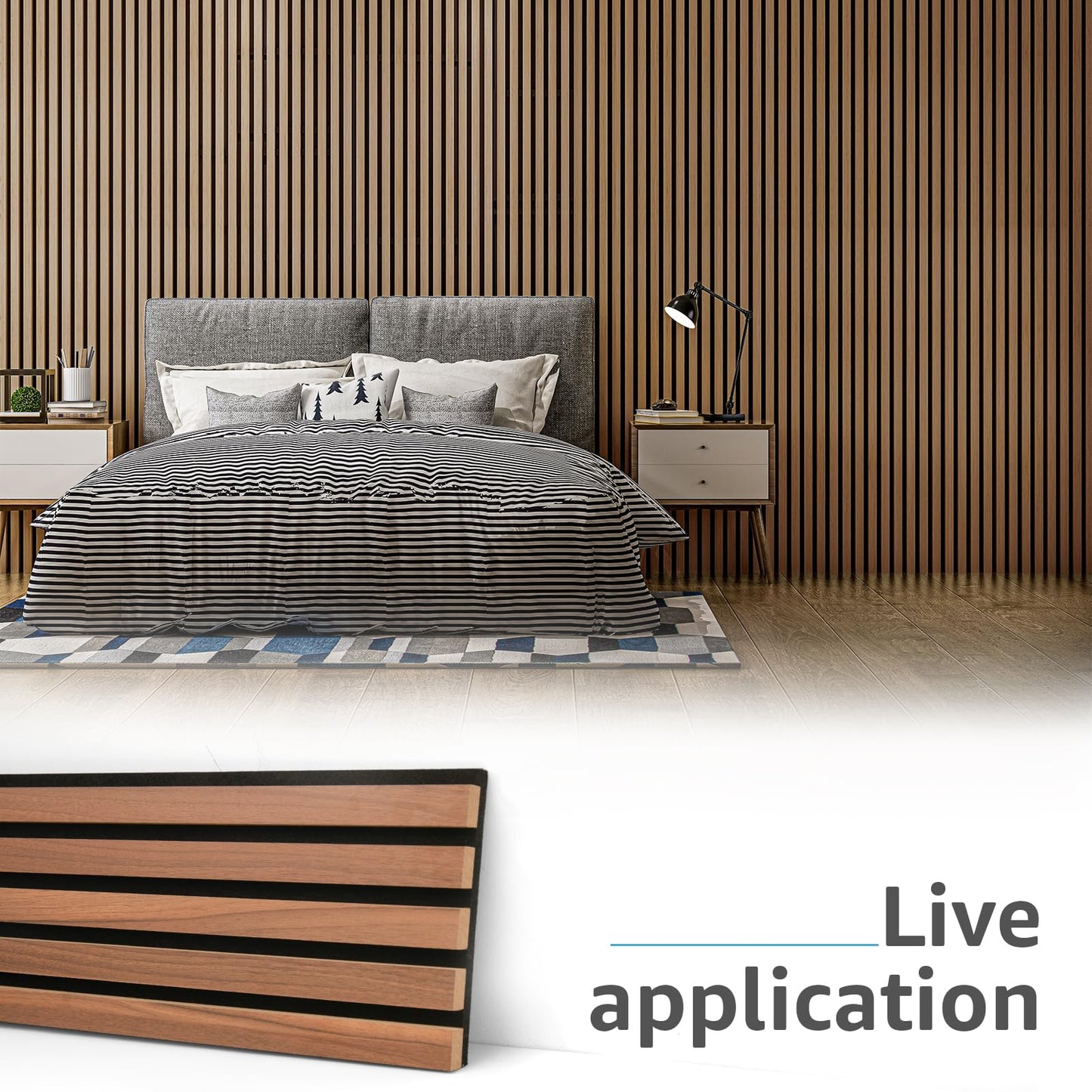 Art3d 6-Piece Wood Slat Acoustic Panels for Stylish Decor and Noise Reduction, 3D Textured Panel for Ceiling and Wall, Walnut