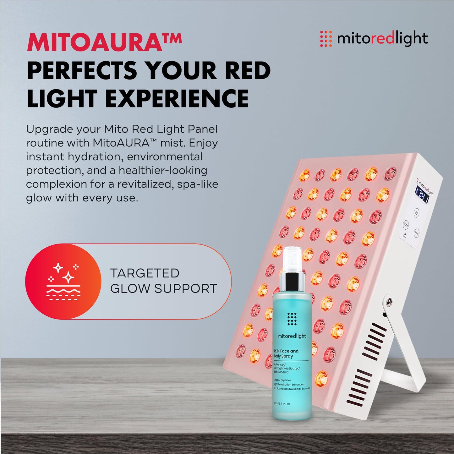 Mito Red Light – MitoMIN 2.0 Red Light Panel – Red Light Therapy for Face and Neck – Red Light & Near Infrared Red Light Therapy – At-Home Red Light Therapy for Body