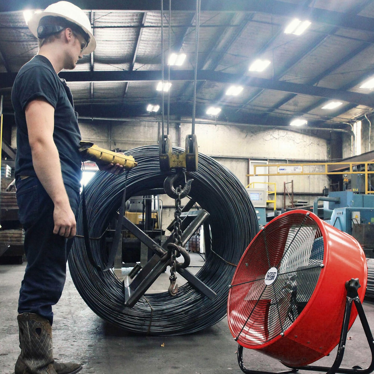 Maxx Air 24" Industrial Fan Heavy Duty - Rugged Drum Fan for Workshop - Powerful Shop Fans Heavy Duty for Industrial Use - Large Cooling Solution for Factories and Warehouses