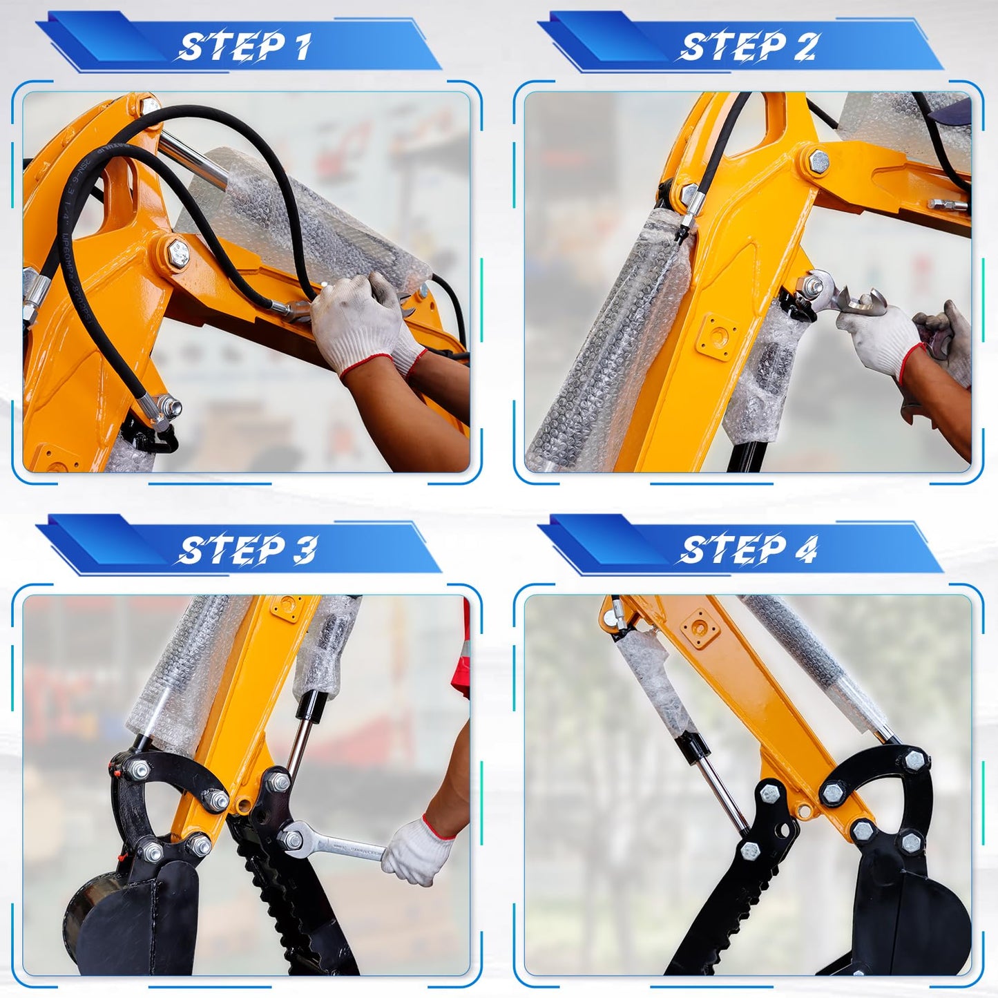 DANWIWEE Hydraulic Thumb Clip For Mini Excavators Attachments, Metal Grab Clip Thumb with 2*M14 Hoses for Single Hole Hydraulic Thumb Clip without L-Shaped Bracket