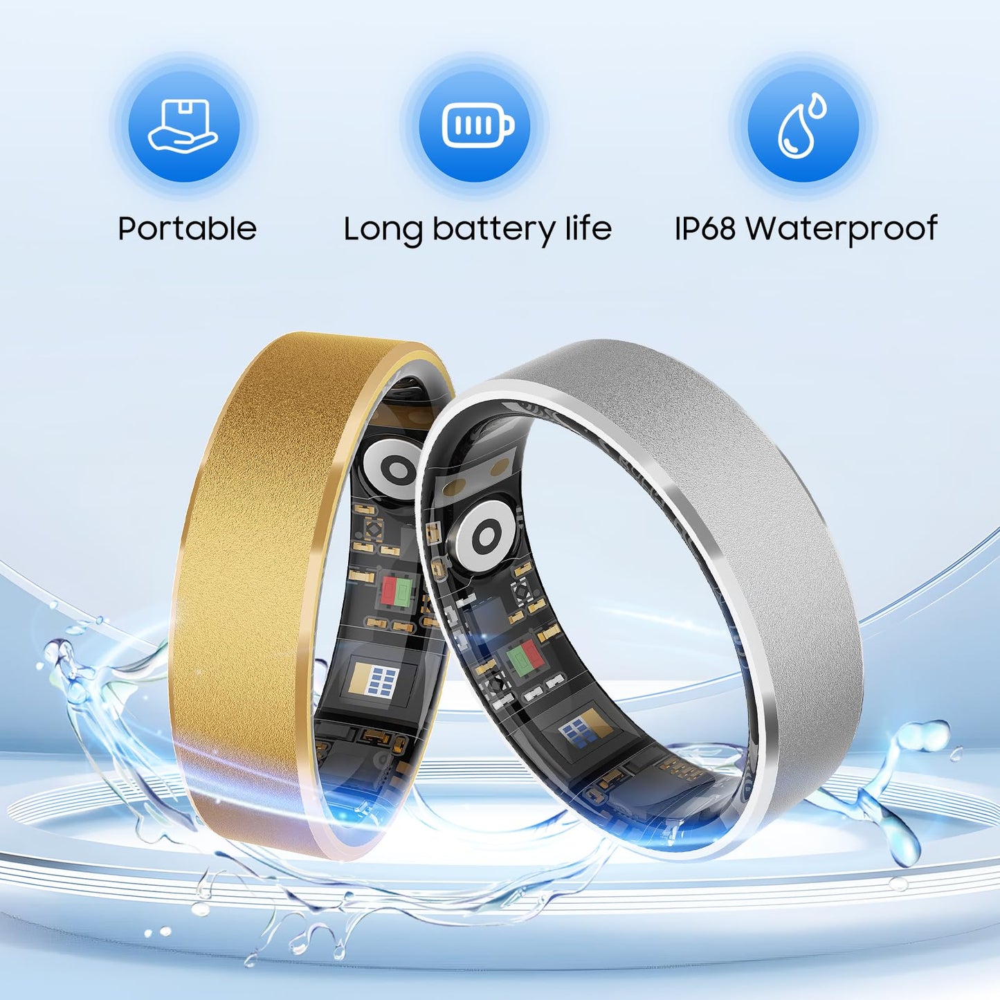 prxxhri Smart Health Ring, Featuring Stress and Sleep Monitoring Functions, Compatible with iOS and Android,Waterproof Fitness Tracker for Women & Men, No Subscription Fee. (Silver, 11)