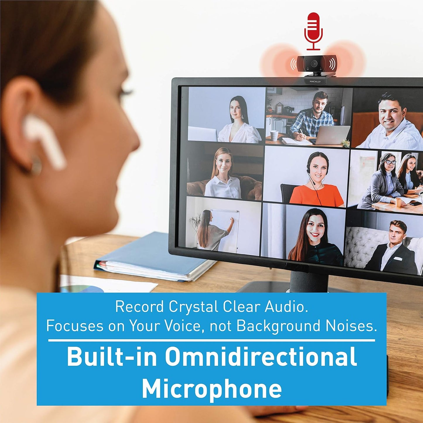 Macally 1080P 120 30FPS Webcam with Microphone - Stay Connected Virtually - Wide Angle HD USB Computer Camera