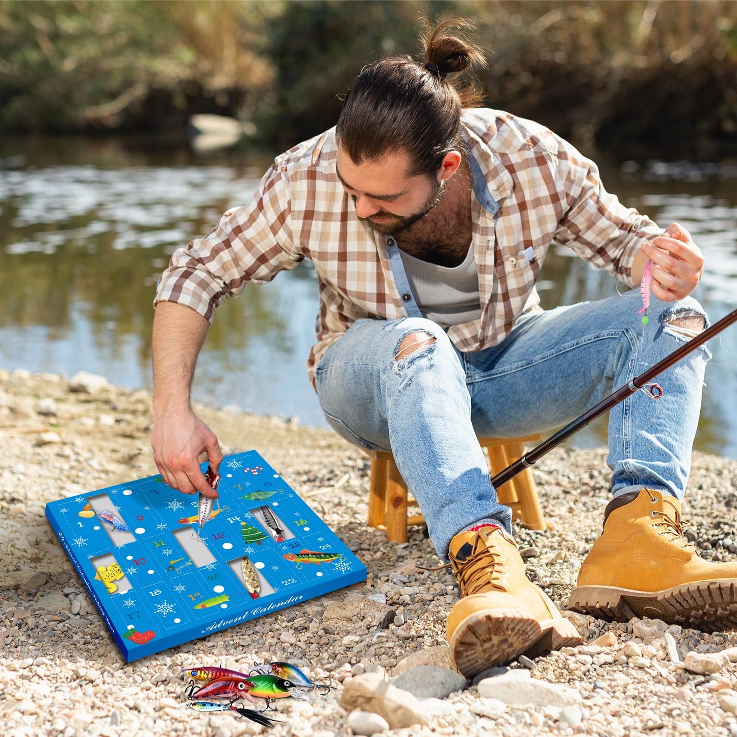 Shemira Fishing Advent Calendar 2025, Fishing Lure Advent Calendar 2025, Advent Calendars' 2025 Adult for Men, 24 Days Christmas Countdown Advent Calendar