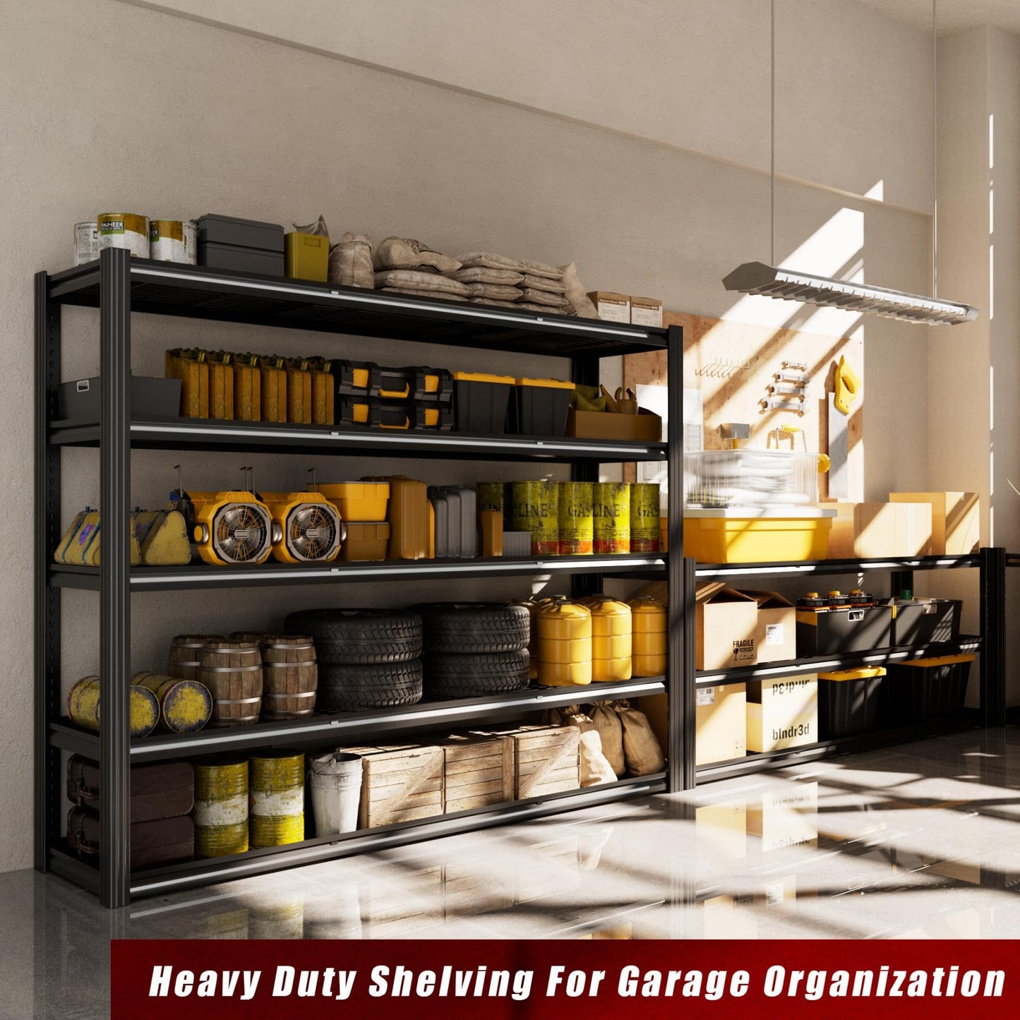 VDEVY 60" W x 72" H x 24" D Garage Shelving Heavy Duty,5 Tier Adjustable Metal Shelves Storage Rack,3030 LBS Large Industrial Shelving Unit for Basement,Warehouse,Garage Organization