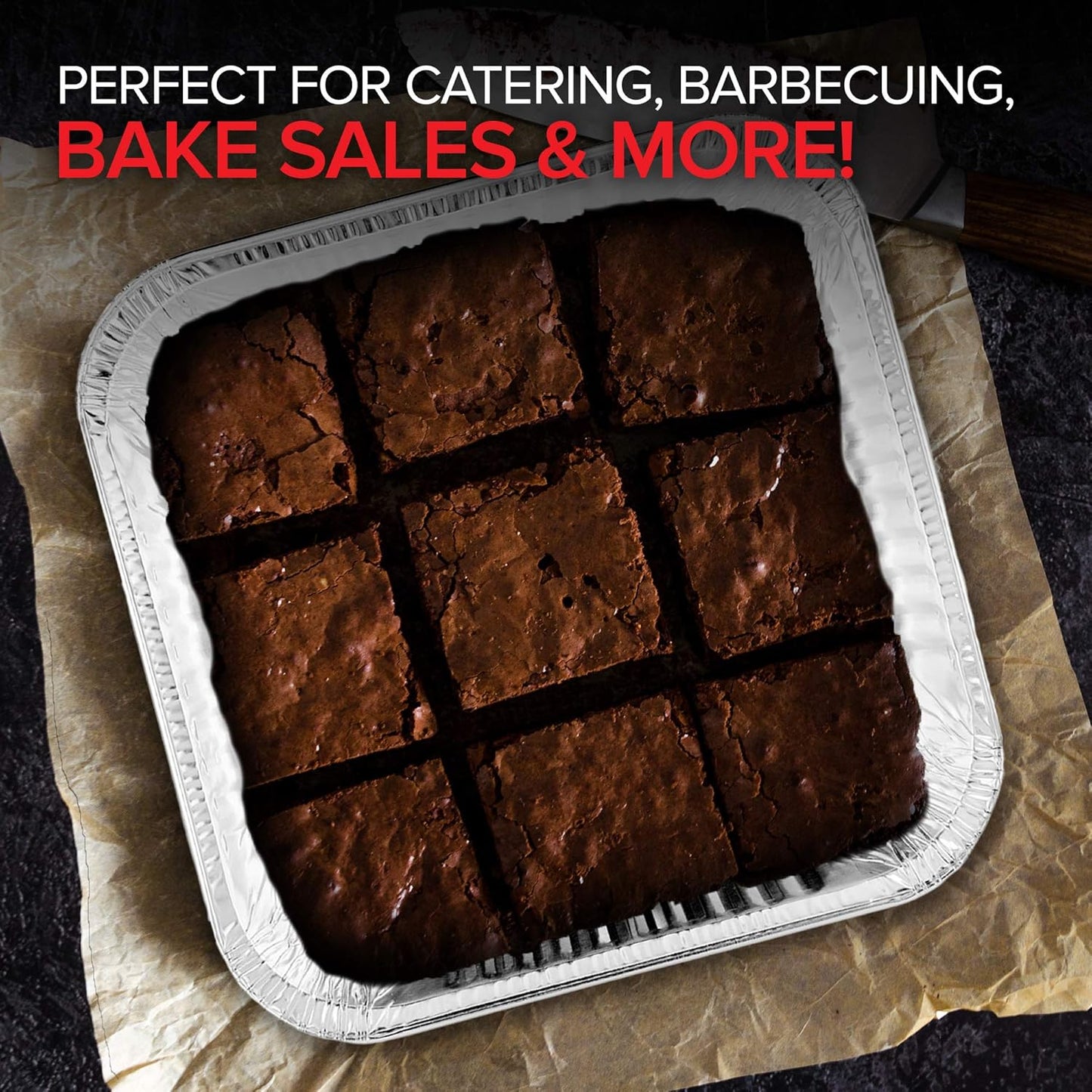 Stock Your Home 8x8 Foil Pans with Lids - 20 Pack of 8-Inch Square Aluminum Baking Containers