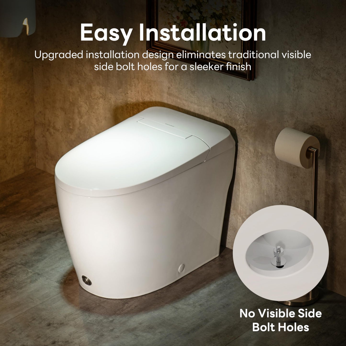 Casta Diva Elongated One Piece Toilet with 17.2" ADA Comfort Height Seat Modern Toilet for Bathroom 1.0GPF Button & Foot Kick Flush, Air Pressure Assisted Flush, 12'' Rough-in, Standard White Bowl