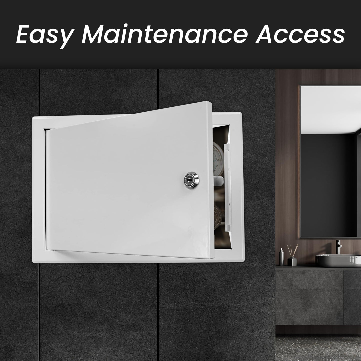Repa Market 12 x 12 Inch Access Panel for Drywall/White Powder Coated Steel Wall Hole Cover/Lockable Access Door with Key/Heavy-Duty Service Hatch for Plumbing, Electrical, HVAC Access Door
