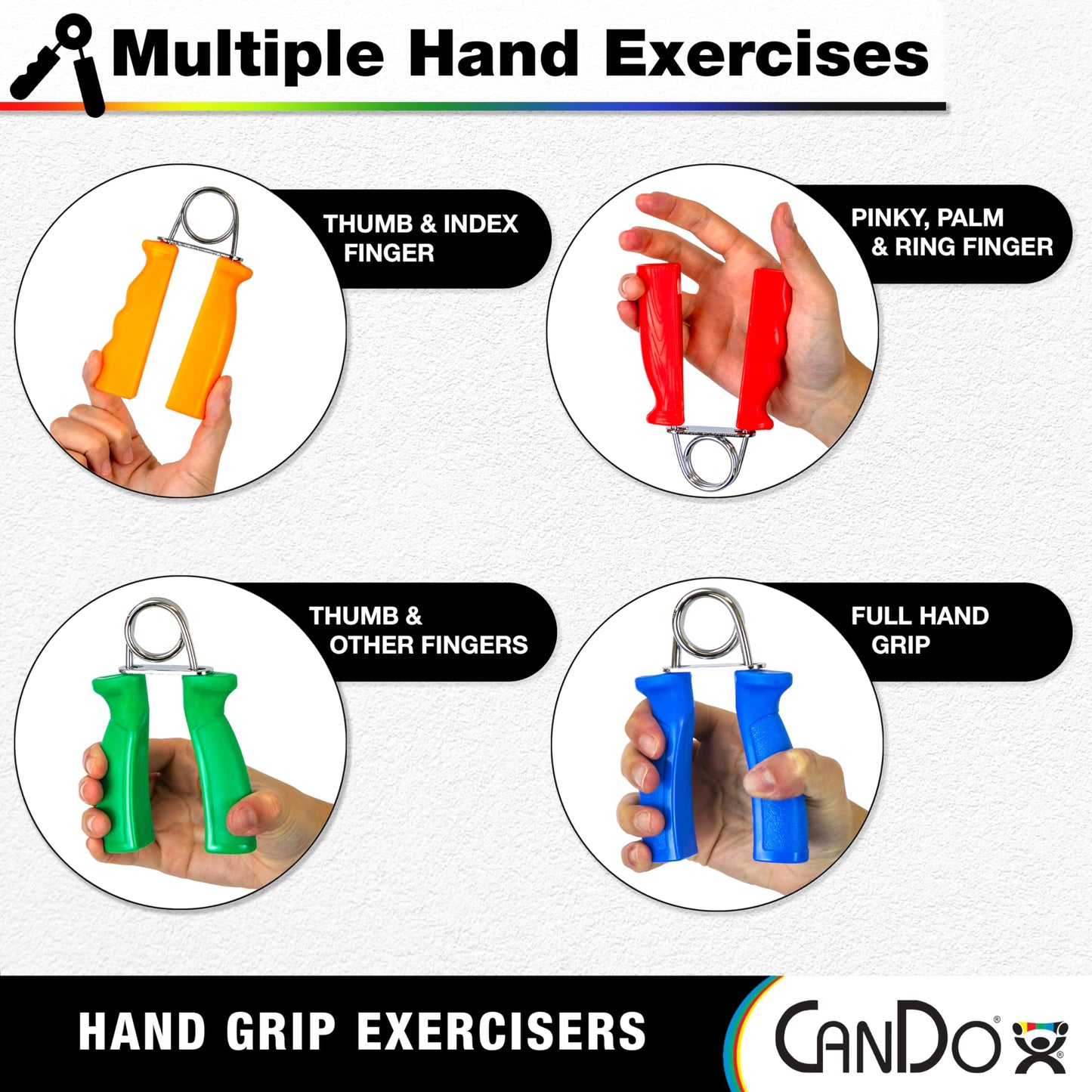 CanDo Hand Grip Exerciser Pair - Black, X-Heavy - 48 lb