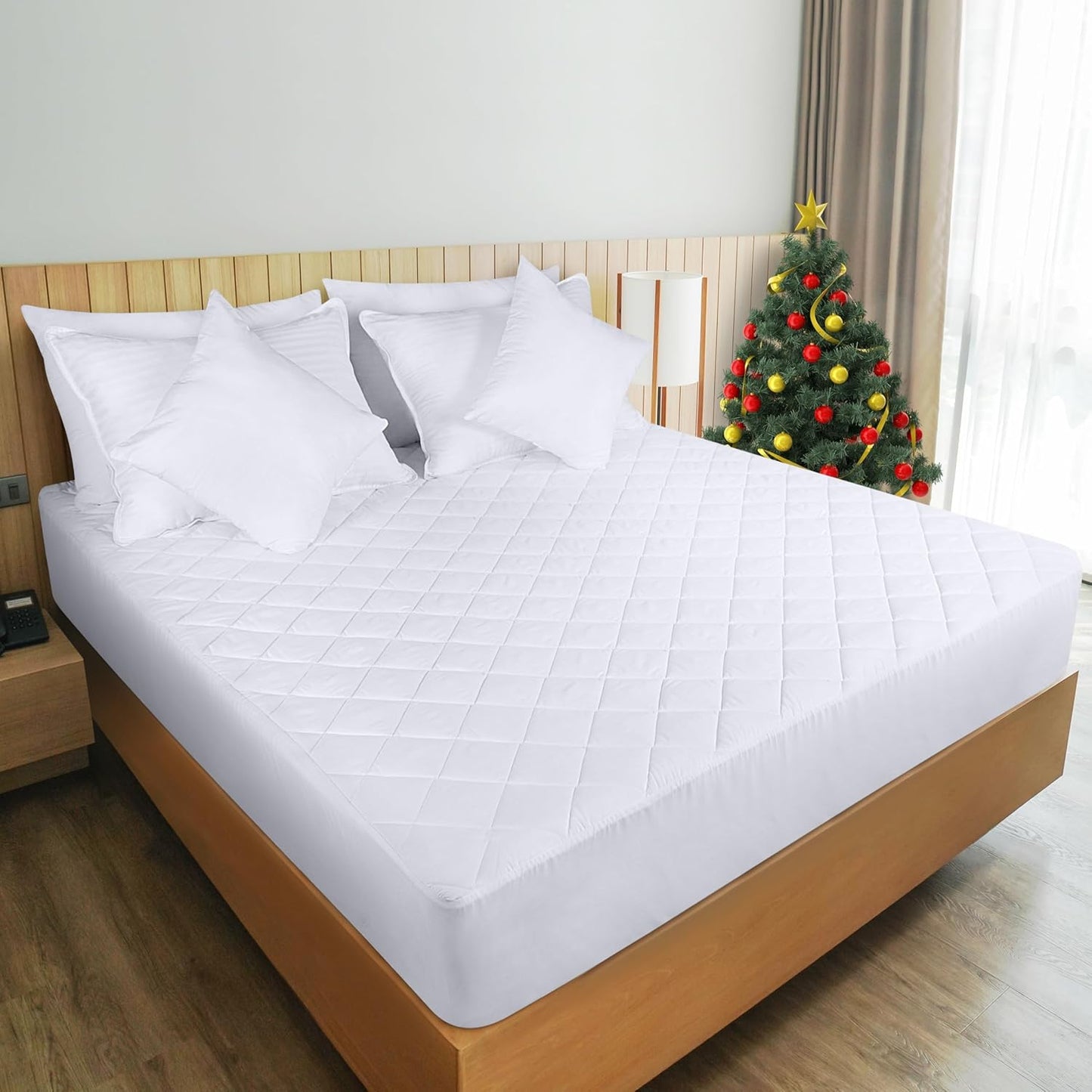 Utopia Bedding King Size Quilted Fitted Mattress Pad - Deep Pocket Protector, Machine Washable | White