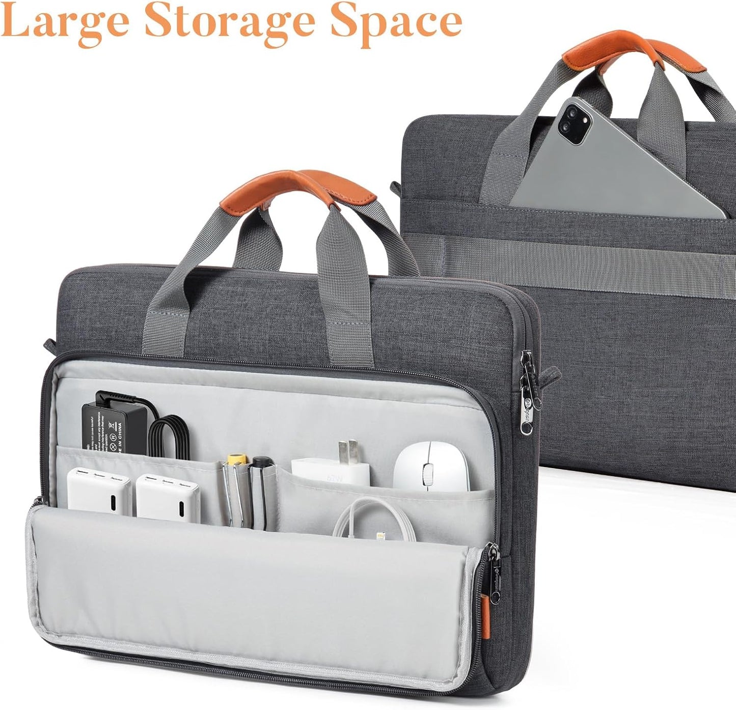 bagasin 17 17.3 18 inch Laptop Computer PC Shoulder Bag Carrying Case, Water-Repellent Fabric Briefcase, Lightweight