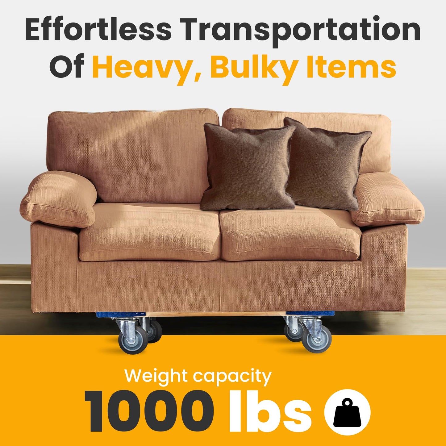 HaulPro Heavy Duty Furniture Dolly Fully Assembled with Four Wheels- 30" x 18"- 900 Pound Capacity for Easy Moving and Transport