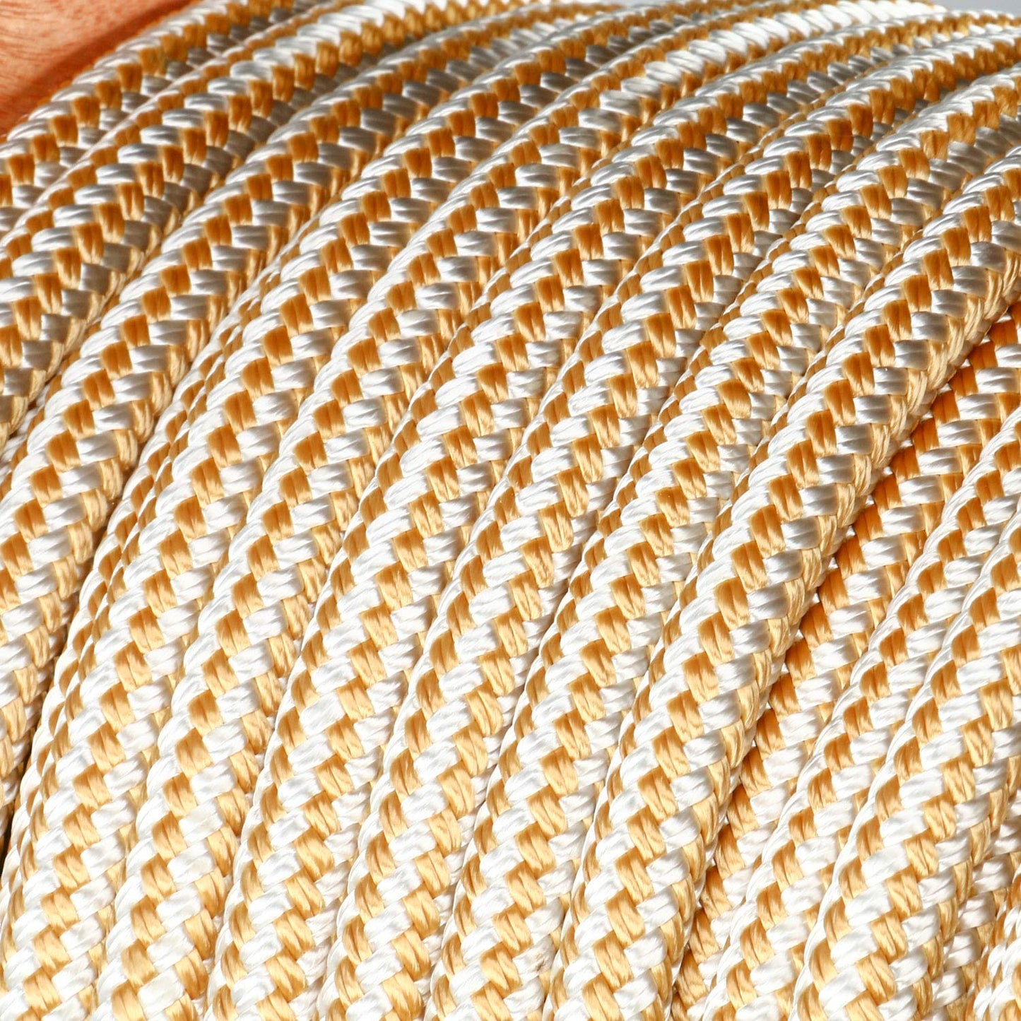 Amarine Made Heavy Duty Double Braid Nylon Anchor Line with Stainless Steel Thimble-White/Gold Color 1/2 inch Thickness 300 ft Long