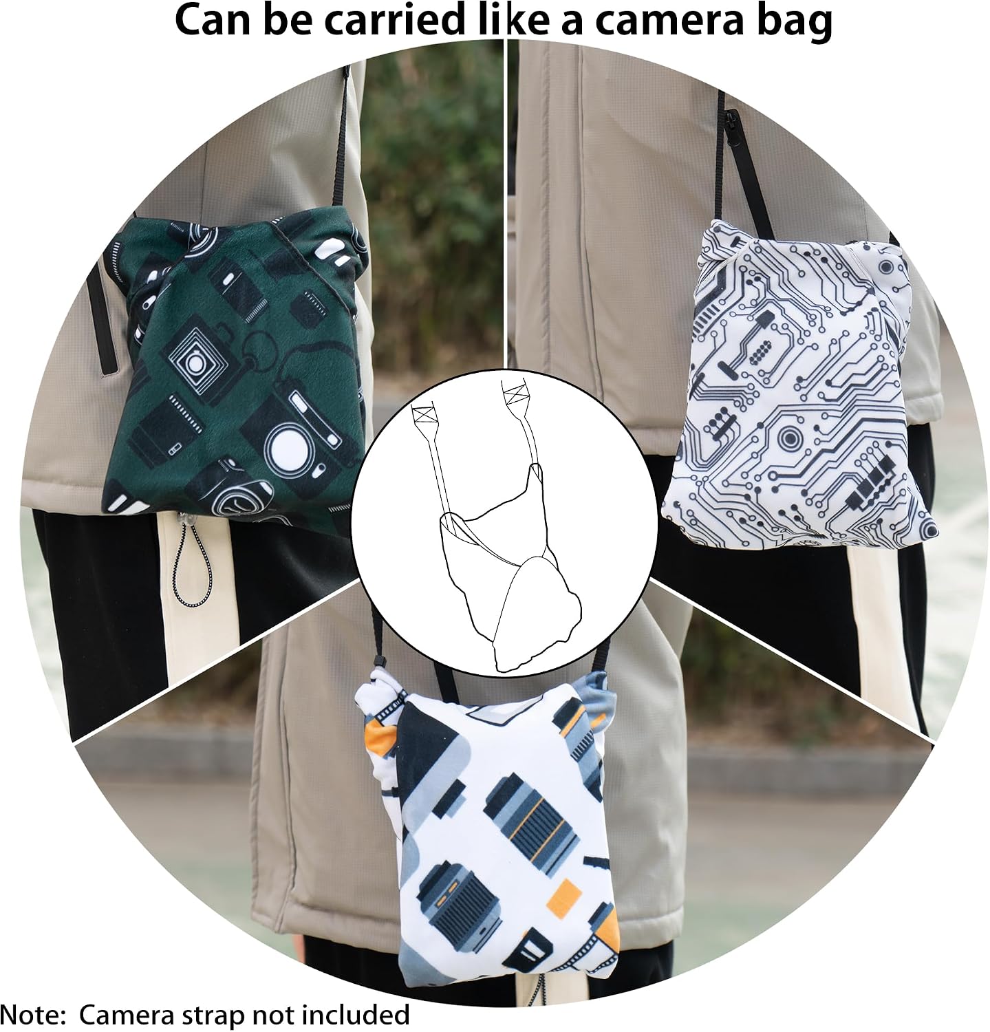 3pcs Camera wrap, Protective Wrap, Magic Self-Adhesive Cloth, Anti-scratch Lens Camera Wrap, Folding, Washable, Lens