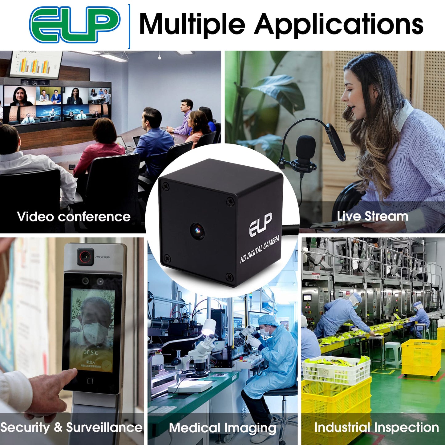 ELP 48MP Autofocus USB Camera with Metal Case for Computer Wide Angle 70degree No Distortion Lens Webcam Mini UVC USB2.0 PC Camera CCTV Video Industrial Lightburn Camera for Raspberry pi Jetson Nano