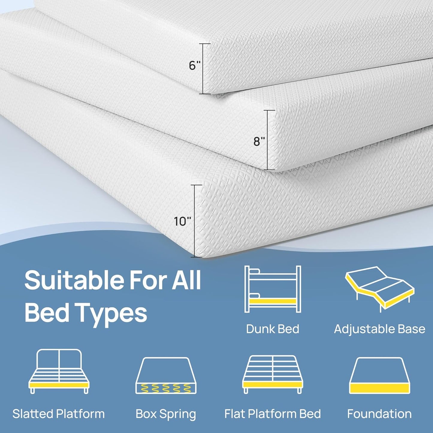 Rolanstar Twin Gel Memory Foam Mattress - Fiberglass Free, CertiPUR-US Certified, Cool Sleep & Comfort