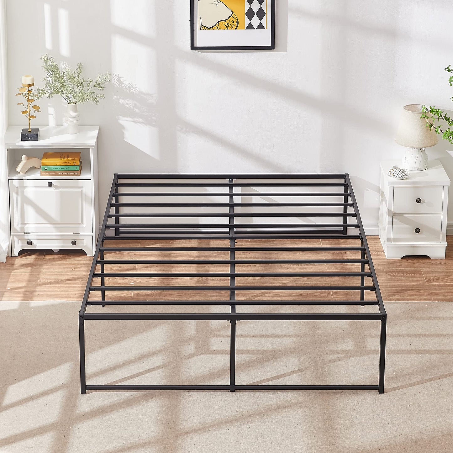 VECELO 18" Full Bed Frame/Metal Platform Mattress Foundation/No Box Spring Needed